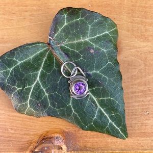 Single Amethyst Gemstone Round Silver Pendant